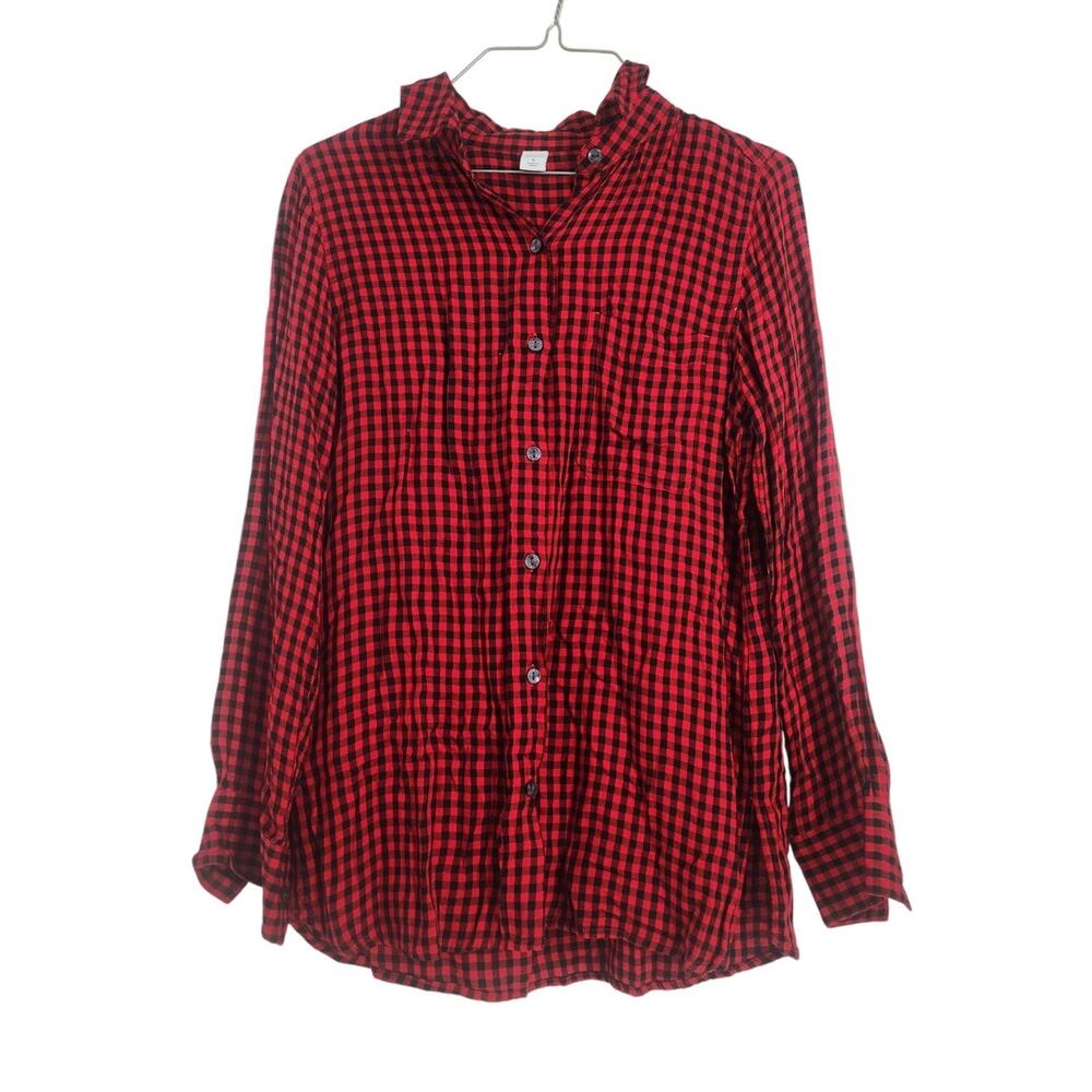Old Navy Black and Red Plaid Button Down Long Sleeve Top Womens Size Small S